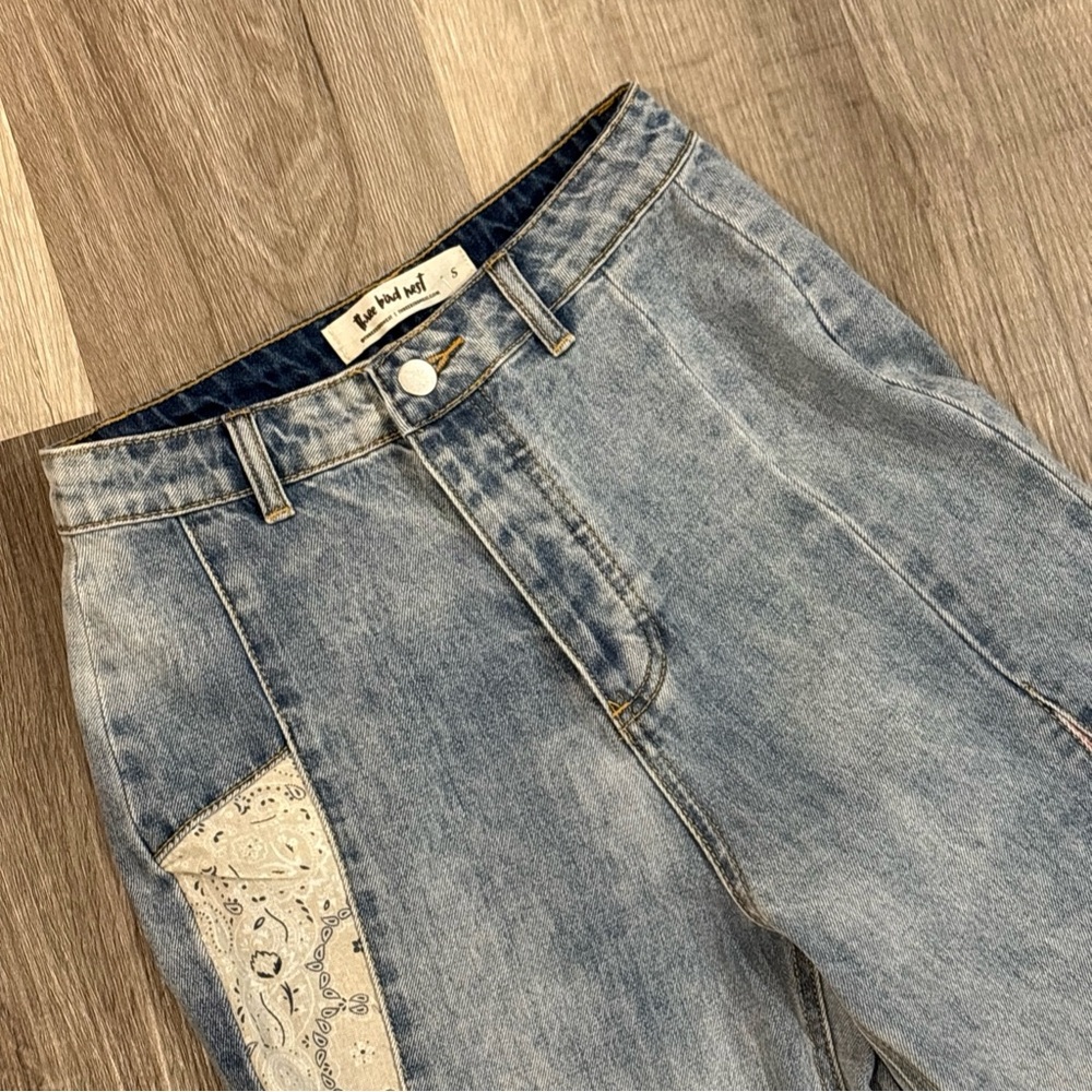 NEW Three Bird Nest Women’s Wide Leg Jeans Patchwork Bohemian Style Size Small - Picture 2 of 16